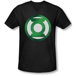 Green Lantern - Mens Green Chrome Logo V-Neck T-Shirt