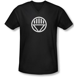 Green Lantern - Mens Black Lantern Logo V-Neck T-Shirt