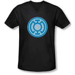 Green Lantern - Mens Blue Symbol V-Neck T-Shirt
