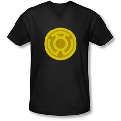 Green Lantern - Mens Yellow Symbol V-Neck T-Shirt