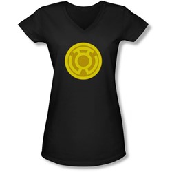 Green Lantern - Juniors Yellow Symbol V-Neck T-Shirt