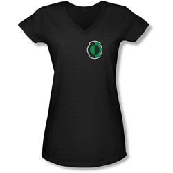 Green Lantern - Juniors Kyle Logo V-Neck T-Shirt