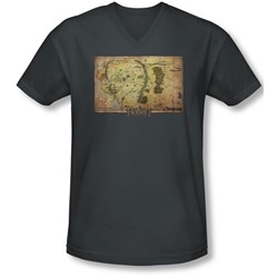 The Hobbit - Mens Middle Earth Map V-Neck T-Shirt