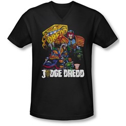 Judge Dredd - Mens Bike And Badge V-Neck T-Shirt