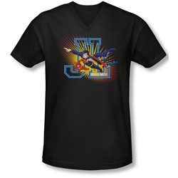 Jla - Mens Heroes United V-Neck T-Shirt