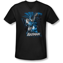 Jla - Mens Batman Blue & Gray V-Neck T-Shirt