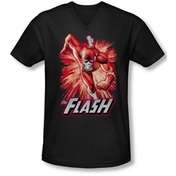 Jla - Mens Flash Red & Gray V-Neck T-Shirt