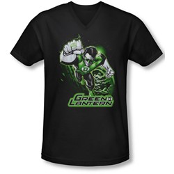 Jla - Mens Green Lantern Green & Gray V-Neck T-Shirt