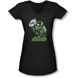 Jla - Juniors Green Lantern Green & Gray V-Neck T-Shirt
