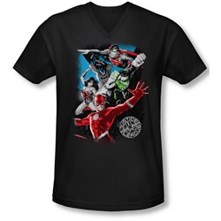 Jla - Mens Galactic Attack V-Neck T-Shirt