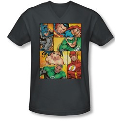 Jla - Mens Hero Boxes V-Neck T-Shirt