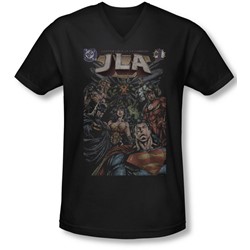 Jla - Mens #1 Cover V-Neck T-Shirt