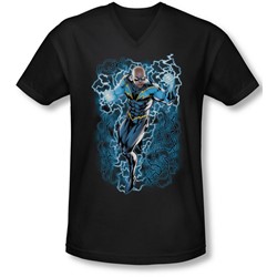 Jla - Mens Black Lightning Bolts V-Neck T-Shirt