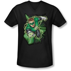 Jla - Mens Green Lantern Energy V-Neck T-Shirt