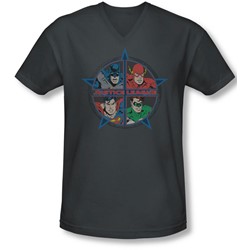 Jla - Mens Four Heroes V-Neck T-Shirt