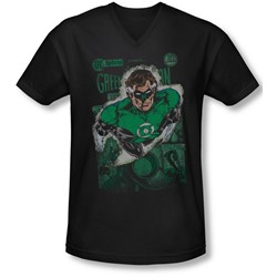 Jla - Mens Green Lantern #1 Distress V-Neck T-Shirt