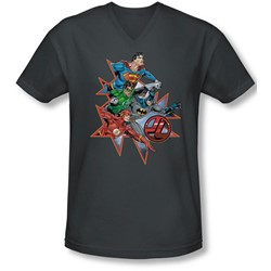 Jla - Mens Starburst V-Neck T-Shirt