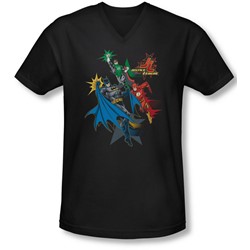 Jla - Mens Action Stars V-Neck T-Shirt