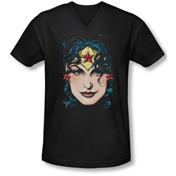 Dco Jla - Mens Wonder Woman Head V-Neck T-Shirt
