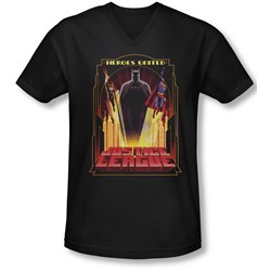 Jla - Mens Heroes United V-Neck T-Shirt