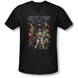 Jla - Mens Dark Days V-Neck T-Shirt