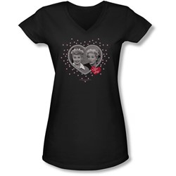 Lucy - Juniors Hearts And Dots V-Neck T-Shirt