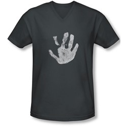 Lor - Mens White Hand V-Neck T-Shirt