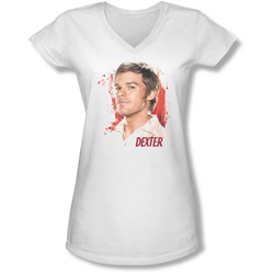 Dexter - Juniors Blood Splatter V-Neck T-Shirt