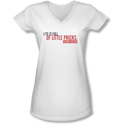 Nurse Jackie - Juniors Life Is Full V-Neck T-Shirt