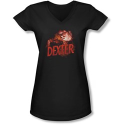 Dexter - Juniors Drawing V-Neck T-Shirt