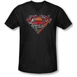 Superman - Mens Breaking Chain Logo V-Neck T-Shirt