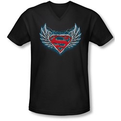 Superman - Mens Steel Wings Logo V-Neck T-Shirt