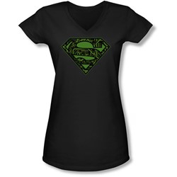 Superman - Juniors Circuits Shield V-Neck T-Shirt