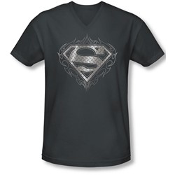 Superman - Mens Tribal Steel Logo V-Neck T-Shirt