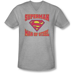 Superman - Mens Man Of Steel Jersey V-Neck T-Shirt