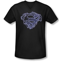 Superman - Mens Electric Supes Shield V-Neck T-Shirt