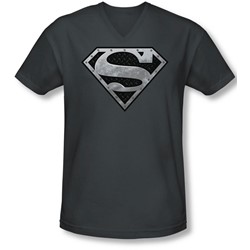 Superman - Mens Super Metallic Shield V-Neck T-Shirt