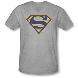 Superman - Mens Maize & Blue Shield V-Neck T-Shirt