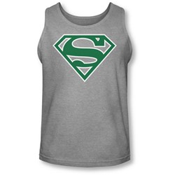 Superman - Mens Green & White Shield Tank-Top
