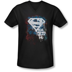 Superman - Mens Real Heroes Never Die V-Neck T-Shirt