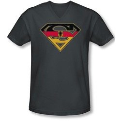 Superman - Mens German Shield V-Neck T-Shirt