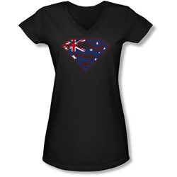 Superman - Juniors Australian Shield V-Neck T-Shirt