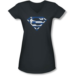 Superman - Juniors Greek Shield V-Neck T-Shirt