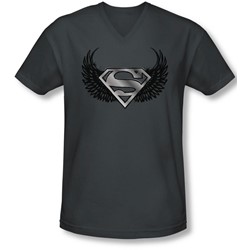 Superman - Mens Dirty Wings V-Neck T-Shirt