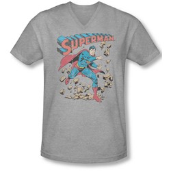 Superman - Mens Mad At Rocks V-Neck T-Shirt