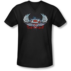 Superman - Mens Chrome Wings Shield V-Neck T-Shirt