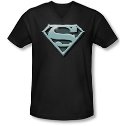 Superman - Mens Chrome Shield V-Neck T-Shirt