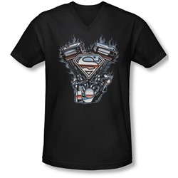 Superman - Mens V Twin Logo V-Neck T-Shirt