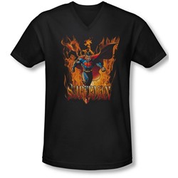 Superman - Mens Through The Fire V-Neck T-Shirt