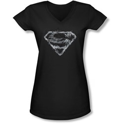 Superman - Juniors Smoking Shield V-Neck T-Shirt